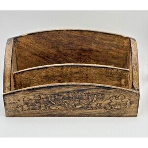 Vintage Mini Wood Desk Letter Organizer Used